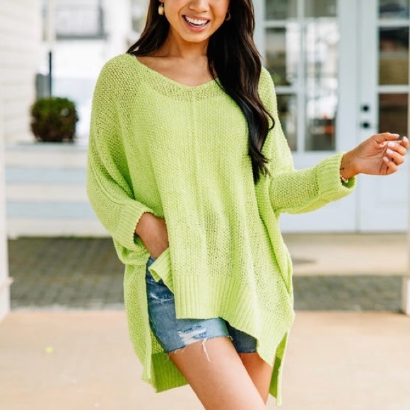 Shop The Mint Other - Shop the Mint Don't Waste A Moment Neon Lime Oversized Sweater, OS LIKE NEW!